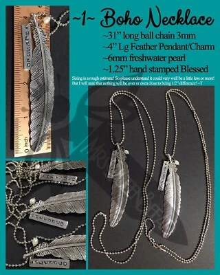"1 collar de cadena larga grande de 4"" pluma bendecida estampada a mano perla de agua dulce👑🐝 Foto 1 de 4