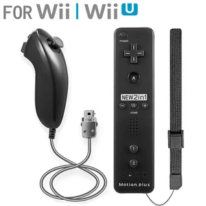 2 in 1 Built in Motion Plus Remote Controller+ Nunchuck For Nintendo Wii & Wii U - Picture 1 of 12