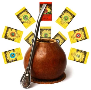 Mate Tee Set  Yerba Mate Green 10 x 50g schmecken und  Kalebasse und Bombilla 🍂 - Bild 1 von 9