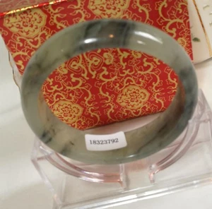 Certificated Genuine natural black ink Jade Gemstone bangle Dia 60mm Width 18mm - Imagen 1 de 9