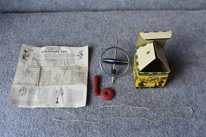 Vintage 1955 Steven Pixie Gyroscope Spinning Top Toy Blue Metal W/Box Instructio - Picture 1 of 13