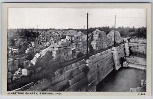 Bedford Indiana~Limestone Quarry~1940s Silver Border Postcard