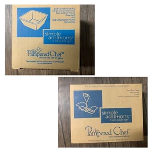 Lot Of 2 The Pampered Chef Small Square Bowl Caddy #1944 Black & 1910 New In Box - Picture 1 of 6