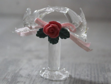 Miniature Tiny Glass twin Dolphins/flower figurine 2x2in