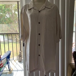 Camisa hawaiana Tommy Bahama para hombre con botones manga corta seda marfil talla XL - Imagen 1 de 6