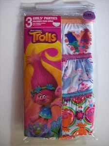 Dream Works Trolls Underwear Girls 3 Panties Heart Cupcake 2 4 6 8 NIP - Picture 1 of 3