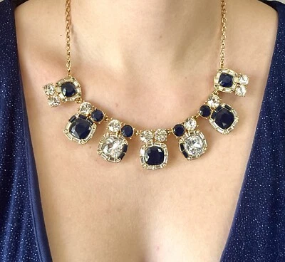 Elegante COLLAR CORTO KATE SPADE ON THE TOWN Zafiro Azul Cristales Transparentes Dorado Foto 1 de 4