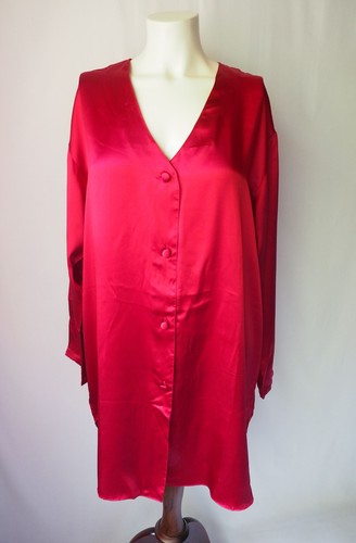 UNDERCOVER Abito corto vintage Victoria's Secret etichetta oro seta bottoni davanti rosso M L