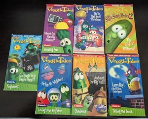 LOT 7 Veggie Tales Video VHS Silly Songs Larry Boy Josh Christmas Forgiveness - Picture 1 of 3