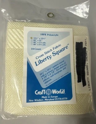 Liberty Square Cross Stitch Fabric 14 Count 15.5x15.5 Craft World Polyacrylic - Image 1 of 2