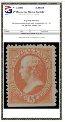 USA Scott #189 15 Cent Red Orange Stamp PSE Certificate - Image 1 of 2