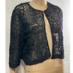 Roseta floral transparente encogimiento de hombros Y2K transparente encogimiento de hombros en negro Whimsigoth retro talla 12 - Imagen 1 de 20