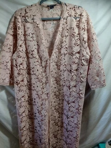 Roamans Crochet Duster 18W Dusty Rose New w/o tags. Sweater Jacket  - Picture 1 of 15