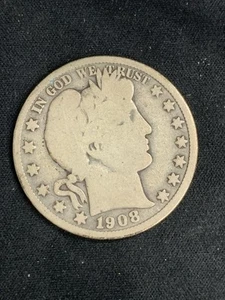 1908-O BARBER SILVER HALF DOLLAR 50c 90% Silver New Orleans Mint - Picture 1 of 2