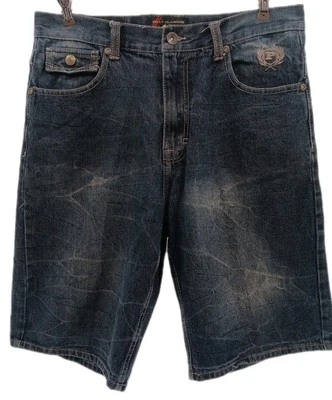 Pantalones Cortos Phat Farm Classics Para Hombre 34-13 1/4 Negro Denim Jean Sueltos Y2K Embellecidos  Foto 1 de 4