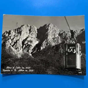OLTRE IL COLLE FUNIVIA E M. ALBEN M. 2020 CARTOLINA VINTAGE SPEDITA 1958   - Picture 1 of 4