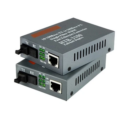 1 Pair Fiber Media Converter Adapter 10/100M SM Single Fiber SC Port 25KM a - Image 1 of 4