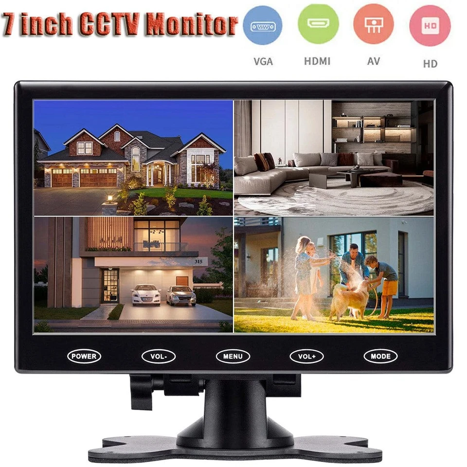 7-Zoll-Monitor-Display tragbarer Sicherheitsmonitor LCD-Bildschirm mit VGA-HDMI - Bild 1 von 4