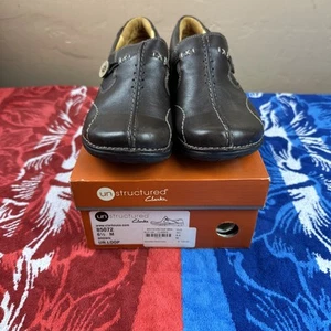 Clarks unstrukturierte dunkelbraune Damen-Slipper Un.Loop 6 1/2M sehr schön - Bild 1 von 10