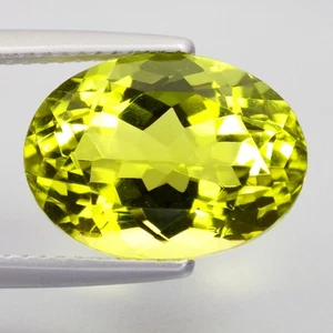6,52 Ct Raro (13 x 10 mm) 100% Naturale Taglio Ovale Oro Verde Limone Quarzo Gemme - Foto 1 di 7