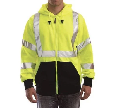 Tingley S78122 Hooded Sweatshirt, 3, R, Polyester, Black/Green, MD - Image 1 of 3