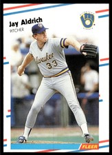 1988 Fleer Jay Aldrich Rookie Milwaukee Brewers #155