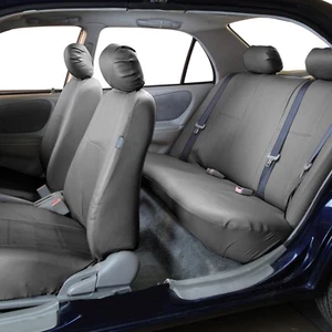 PU Leather Seat Covers for Auto Car SUV Van Full Seat Covers Set Solid Gray - Picture 1 of 5