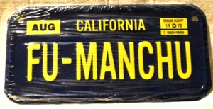 FU-MANCHU - PROMO METAL BICYCLE LICENSE PLATE - SEALED - OUT OF PRINT - Picture 1 of 2