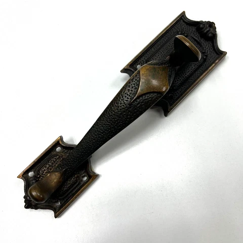 Antique Brass Door Handle Thumb Latch 10.5" Bronze Pull Heavy Solid Cover