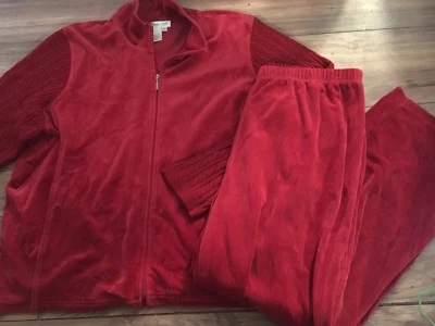 Conjunto informal para mujer Coldwater Creek talla XL 3xl terciopelo rojo atlético Foto 1 de 3