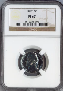 Jefferson 1962 níquel 5C prueba NGC PF67 calidad - moneda exacta - Imagen 1 de 2