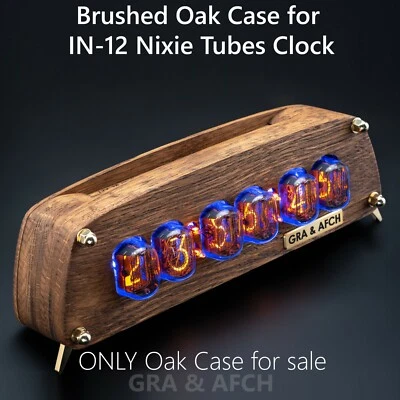 Brushed Oak Case for IN-12 Nixie Tubes Clock with Temperature F/C, Format 12/24H - Image 1 of 4