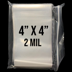100 4" x 4" Clear Reclosable Zip Seal Bag Plastic 2 Mil Lock Bags Jewelry Zipper - Picture 1 of 3