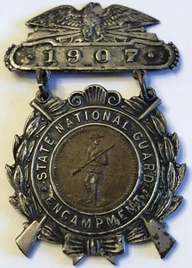 Rare Old Antique 1907 State National Guard Encampment Medal Military Soldier - Picture 1 of 9