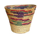 Hand Woven Colorful Native Amer Coil Waste Basket - Toluca Valley, Mexico 8+"