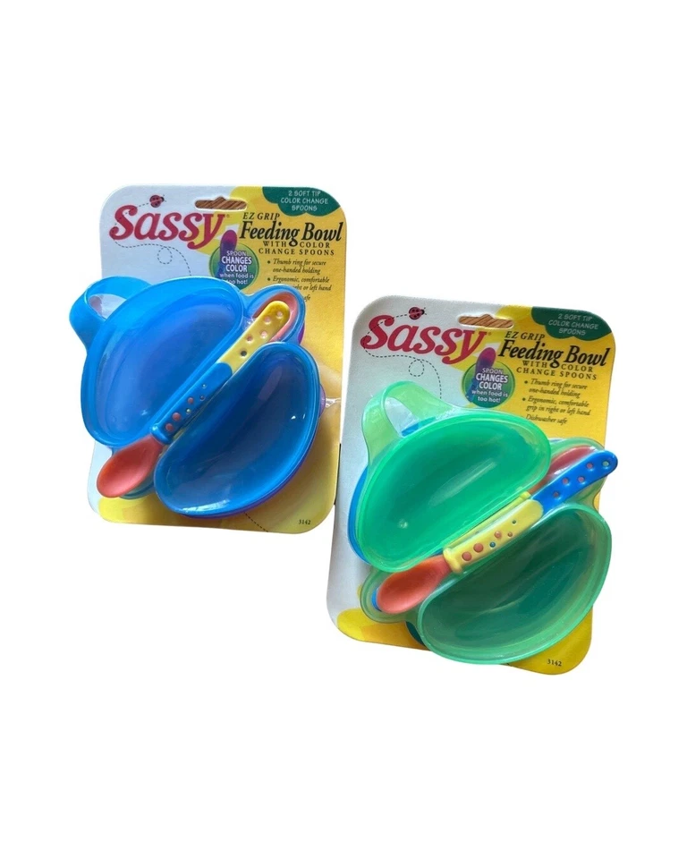 Sassy EX захват кормления чаша новый запечатанный изменить цвет ложки набор из 2 - Изображение 1 из 4