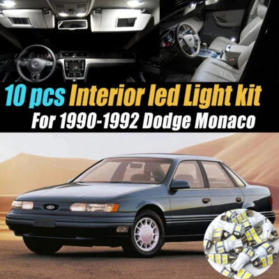 10Pc Super White Car Interior LED Light Bulb Kit for 1990-1992 Dodge Monaco - Image 1 of 4