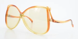 GIACOMO Paris Vintage 70s Women's Sunglasses Butterfly Cat Eye Gold Braun XL - Picture 1 of 9