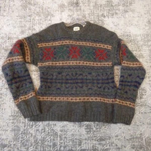 Vintage Gap Pullover Damen groß grau Schneeflocke Fair Isle Shetland Wolle Rundhalsausschnitt - Bild 1 von 12