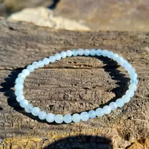 Aquamarine 4mm Beads Blue Crystal Energy Healing Stretch Bracelet Gift for Women - Picture 1 of 7
