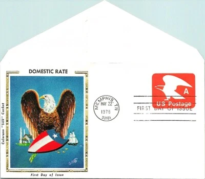 S01-5364, A RATE EAGLE, STAMPED EVNELOPE, COLORANO SILK FDC - Image 1 of 2