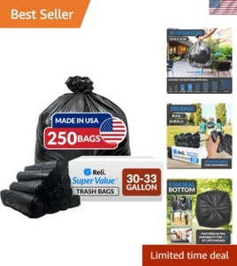 Großpackung 250 Stück 33 Gallonen Schwerlast Schwarz Müllbeutel mit Auslaufsicherem Design - Bild 1 von 9