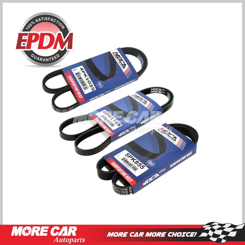 3X Drive Belt Set Alt-AC-Power Steer for 1996-1998 Nissan Quest 3.0L V6 SOHC - Image 1 of 4