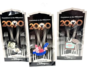 Lote de 3 prendedores comerciales Disney Countdown to Millennium 2000 paquete original - Imagen 1 de 3