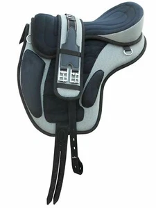 English Horse Saddle Treeless Synthetic Freemax Grey Color in 14 Sizes F/Ship. - Picture 1 of 1