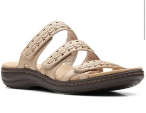 Clarks Laurieann Cove Tan Adjustable Braided Comfort Slip On Sandals 11 Casual - Picture 1 of 12