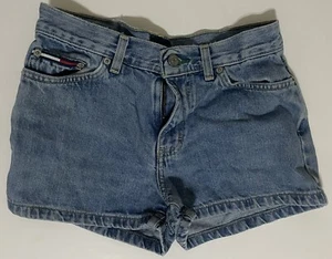 Pantalones Cortos Tommy Jeans Vintage Azul Talla 5 Denim Mamá Logo Bandera 9" tiro medio 28 x 2 - Imagen 1 de 10