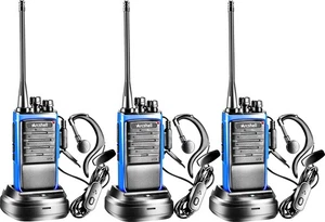 Rechargeable Long Range Two-Way Radios with Earpiece Headsets 3 Pack AR-6 Wal... - Picture 1 of 7