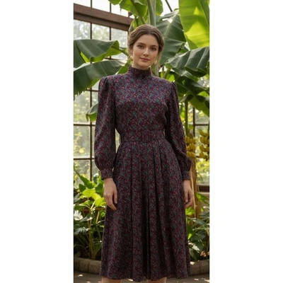 Vintage Talbots Paisley Maxi Dress Prairiecore Cottagecore Long Sleeve Women's 8 - Image 1 of 4