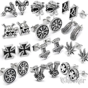 Herren Ohrstecker 316L Edelstahl silber hochwertig Männer Geschenk Bikerschmuck - Bild 1 von 38